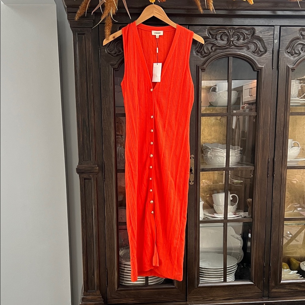 L’AGENCE Orange Knit Midi Dress - Picture 5 of 9